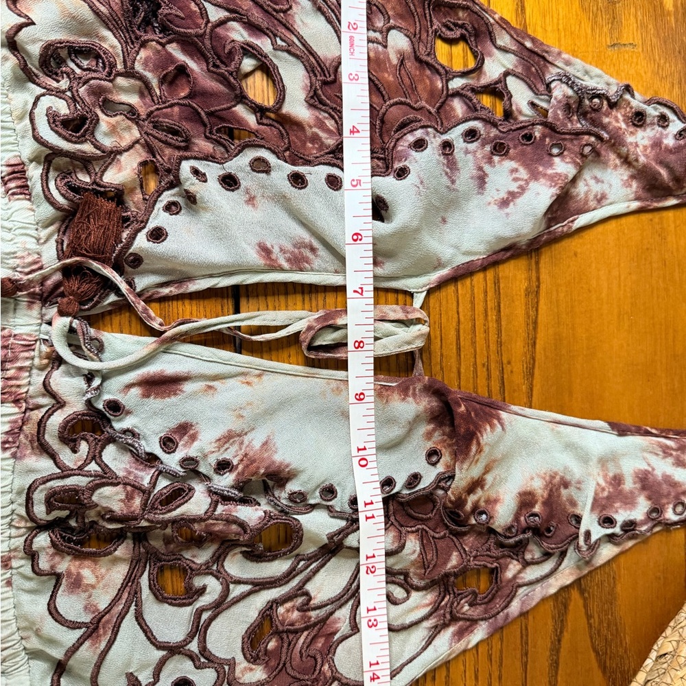 Free People Maroon and Cream Tie-Dye Romper - Picture 13 of 13